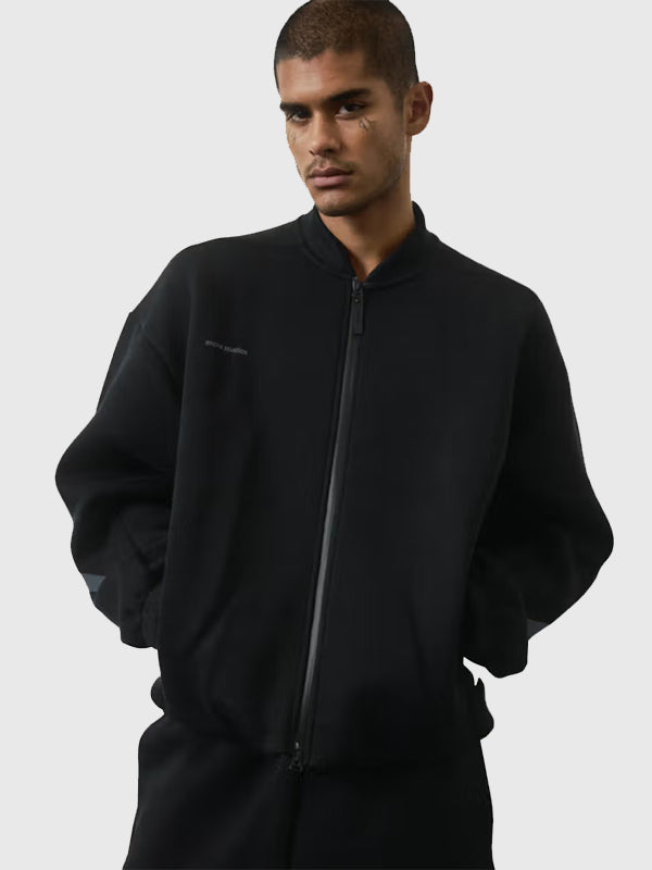 Recreated black Adidas x Entire Studios Z.N.E. bomber jacket with comfortable build and understated contemporary design