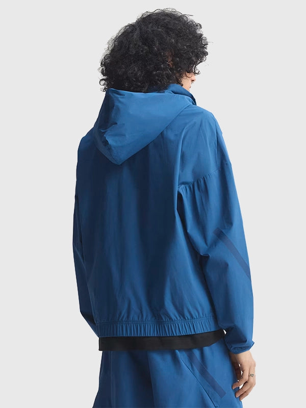 RECREATED Blue Adidas Z.N.E. 2026 Hooded Track Jacket crafted from smooth woven fabric with a sleek sporty profile