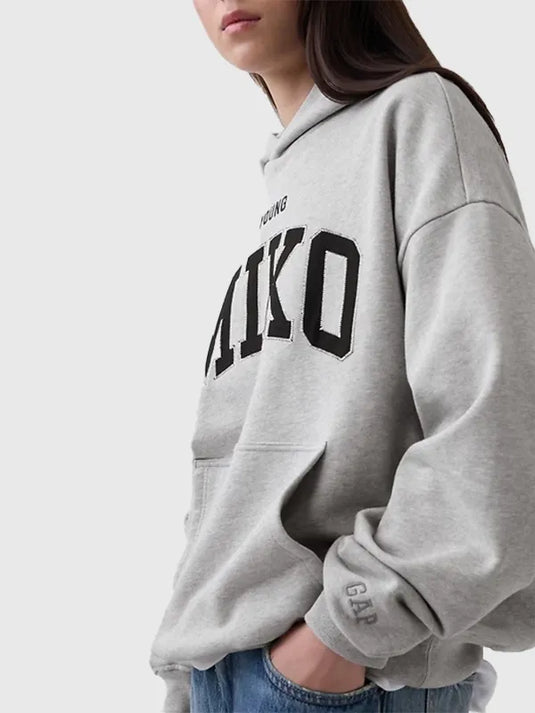 RECREATED Gap x Young Miko 2026 Grey Fleece Hoodie crafted with plush fleece material and a minimalist fashion-forward design